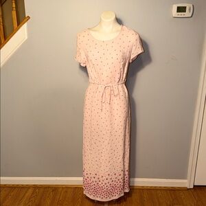 Hanna Andersson ladies pink floral Cottage-core short sleeve maxi dress. Med.
